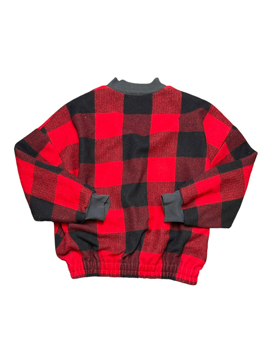 Vintage 80s Buffalo Plaid Flannel Bomber Jacket XLarge