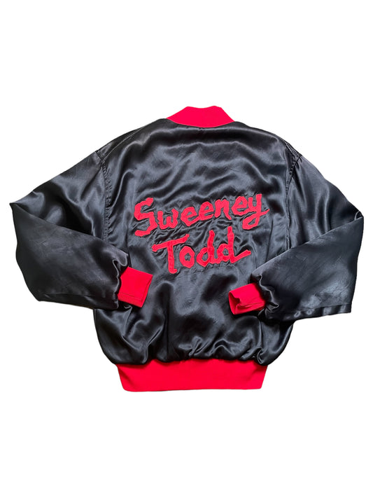 Vintage 80s Sweeney Todd Satin Embroidered Bomber Style Jacket Medium